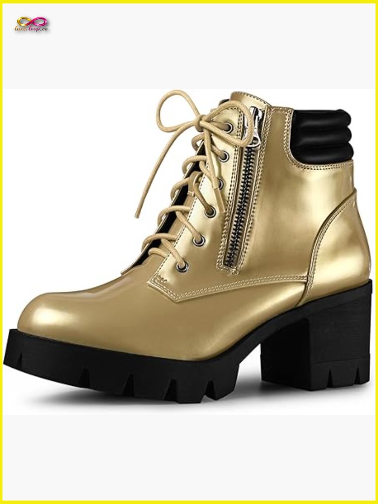 Lace Up Chunky Heel Platform Ankle Combat Boots Y2k Vintage Gothic